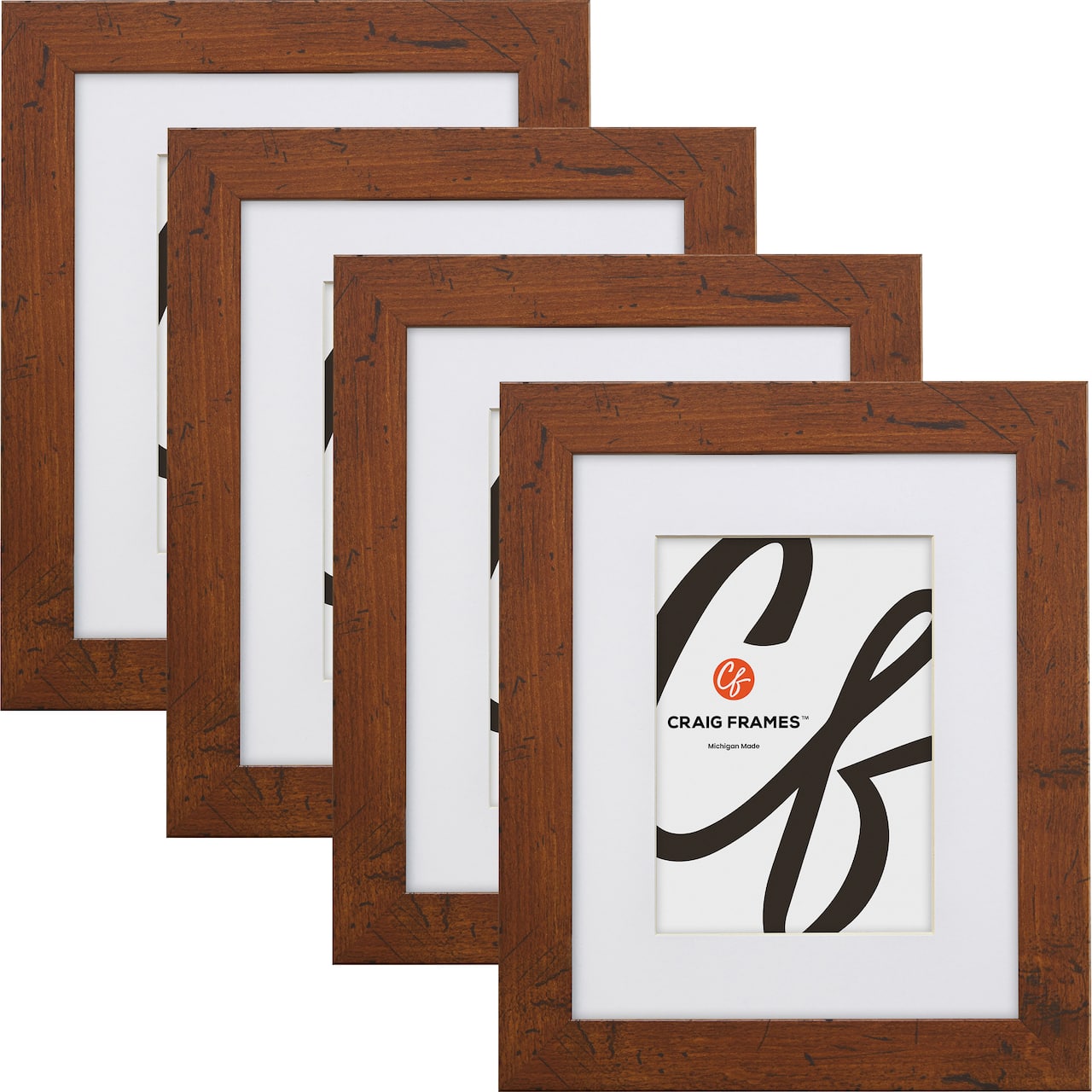 Craig Frames 4 Pack: Bauhaus 125 Dark Walnut Picture Frame with Mat